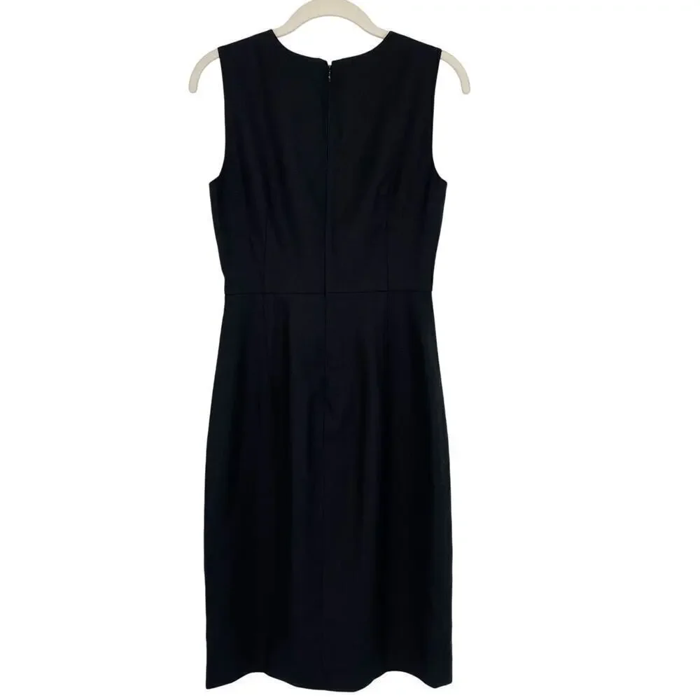 J.Crew High Neck Sheath Dress in Stretch Linen Blend Black Size 0 NEW with tags!
